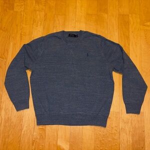 Polo Ralph Lauren Men's L Sweater CrewNeck Light Blue Marled Heather Sweatshirt
